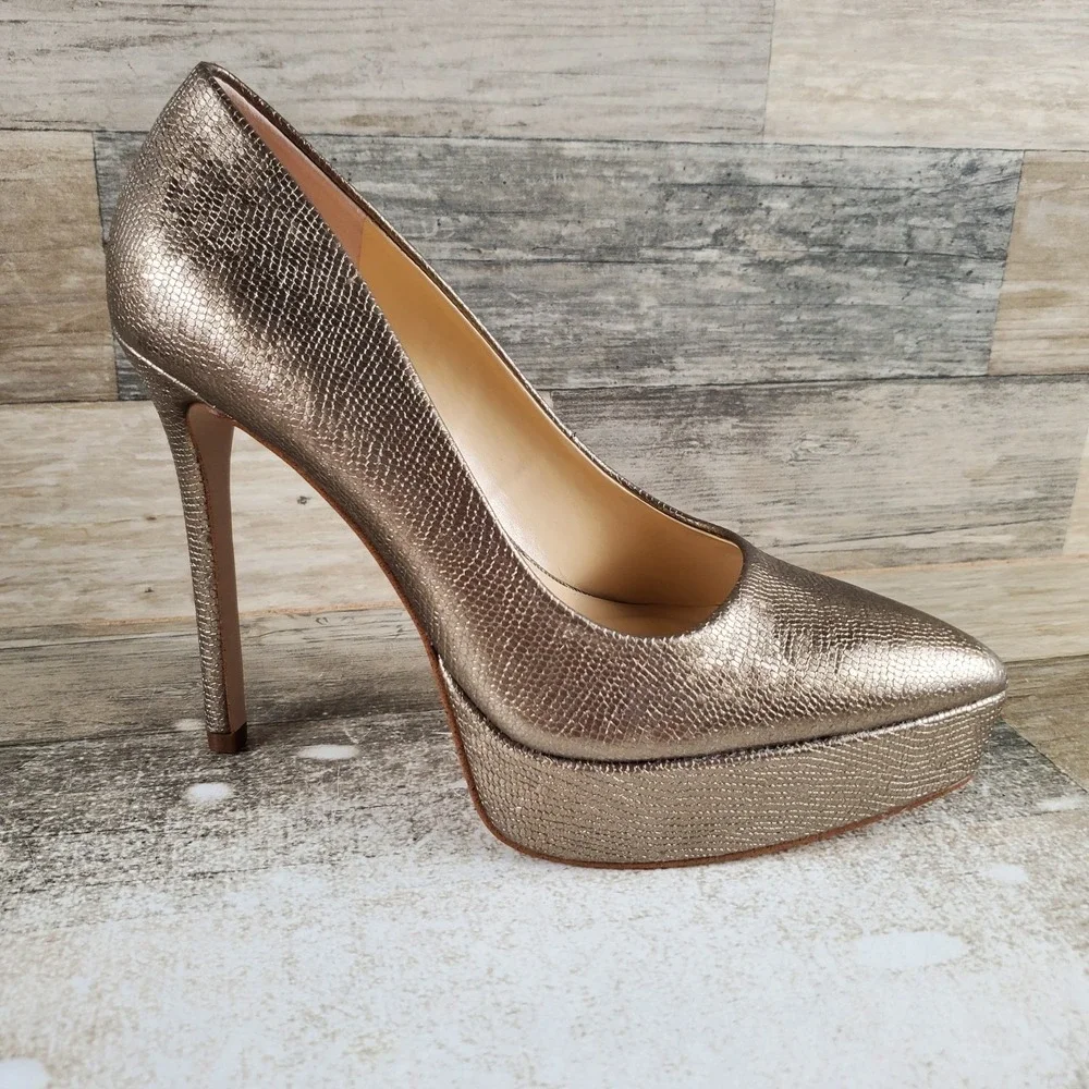 Jessica Simpson Sinelia Womens Platform Pump Sz 8.5 M Bronze Pointy Toe Stiletto